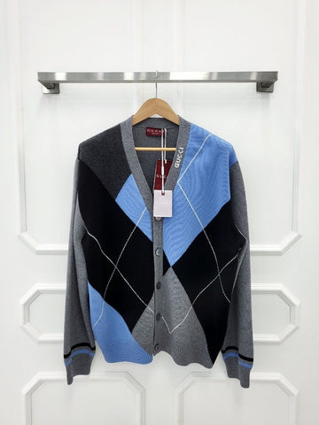 GUCCI アーガイルパターンウールカシミヤカーディガン XXL 806194 142715529