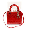 DIOR レッド ペイデント カナージュ スティッチ レディ ミディアム 2WAY VRN44551 142719638 [P]