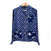 Louis Vuitton Women's Silk Escale Pajama Blouse Shirt Blue 38 143524614 [P]