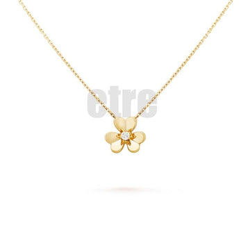 Van Cleef & Arpels Alhambra Necklace Mini Diamond Pendant: 1 Stone, 0.05 Carat, 18K Yellow Gold Hallmark Clasp, Extra Small Model VCARP0J100 142827637