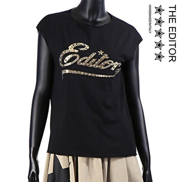 THE EDITOR Editor Women Gold Studded Logo T-Shirt 32603 955 29 142961510
