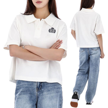 SPORTY & RICH 25SS クレスト クロップ ポロ 半袖 Tシャツ TO085606241WH01 142964996