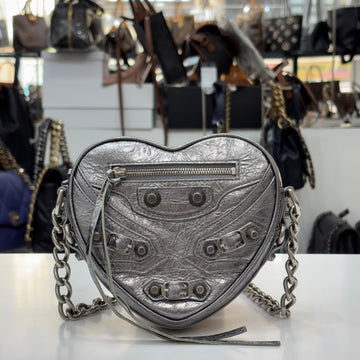 Balenciaga Le Cagole Heart Chain Shoulder Bag Silver 142965030