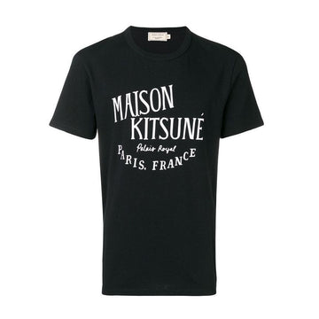 MAISON KITSUNE 21FW T-Shirt mit Lettering-Print Schwarz AM00100KJ0008 BK 49391370 [P]
