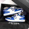 PRADA ダウンタウン レザー スニーカー ホワイト コバルト ブルー (2EE364) 142984120 [P]