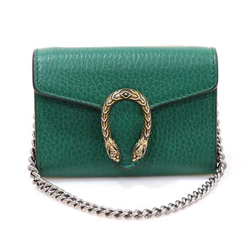 GUCCI グリーン レザー チェーン ディオニサス コイン パース カード 財布 574930 143016061