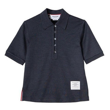 Thom Browne Women's Navy Pearl Flower Button Polo Shirt stamp: FJP062A 05596 415 143028799