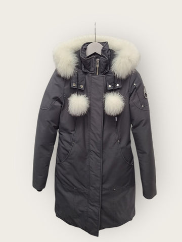 MOOSE KNUCKLES グレー ホワイトファー スティリング レディース パディングジャケット 70664811