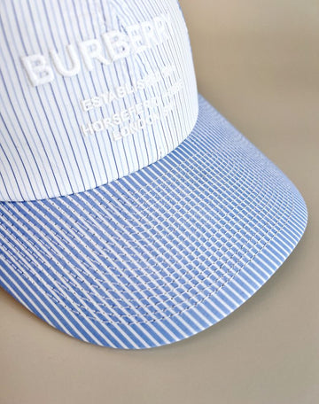 Burberry Horse Ferry Motif Stripe Baseball Cap Blue 80520921 143155016