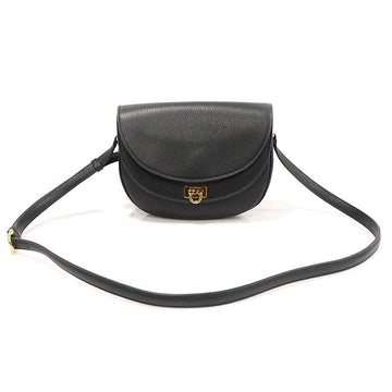 Salvatore Ferragamo 21 I333 Black Calfskin Gold-tone Gancini Travel Small Crossbody Bag 143169485