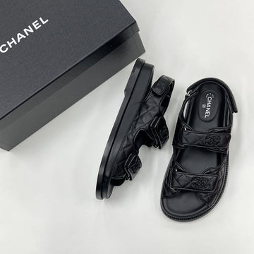 HERMES Chanel Velcro Sandalen Schwarz Caviar G31848 143172183