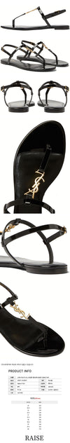 SAINT LAURENT カサンドラ フラット サンダル ブラック 659817 B8IKK 1000 46529680 [P]