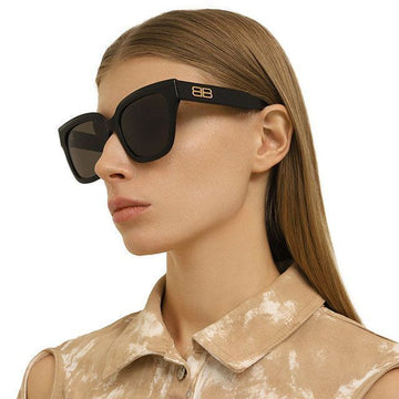 Balenciaga Sunglasses BB0237SA 001 Oversized Horn Rim Asian Fit 136220718