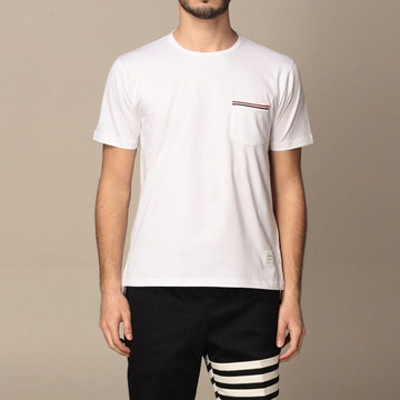 Thom Browne Three Stripe Pocket Short Sleeve T-Shirt MJS010A 01454 100 49856306