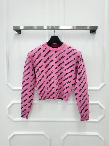 BALENCIAGA Oversized Logo Strickwaren Rosa XS 694255 143605740