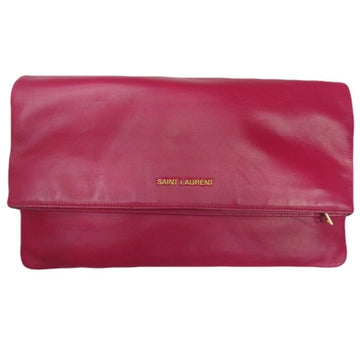 SAINT LAURENT YSL ニューポシェット レッドレザー ゴールドロゴ フォールディングフラップ 高級クラッチバッグ 328193 143659722