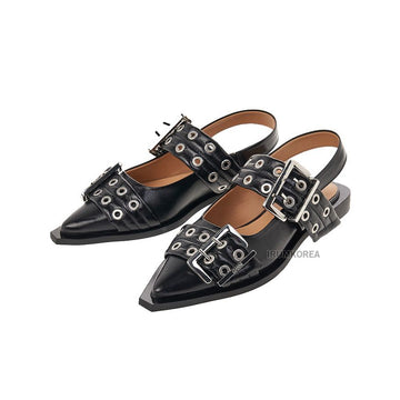 Ganni Buckle Ballerina Flats 143665508