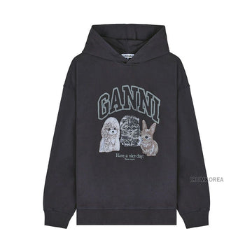 Ganni T4270 252 FW25 Women's Animal Print Hoodie 143665803