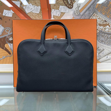 Hermes Victoria II 12H Briefcase Black Silver H076695 stamp: U 143717775