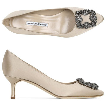 MANOLO BLAHNIK 25FW ヌード ハンギシ 50 サテン パンプス ヒール 9XX 0661 0052 143718887