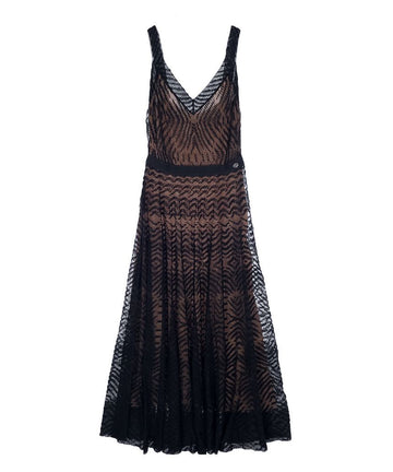 CHANEL 17C Sleeveless Lace Dress 44(36) Black/Beige 5ET0562 130690496