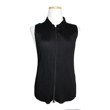 ISSEY MIYAKE Issey Pleats Please Black Pleated Zip Vest 3 143825616
