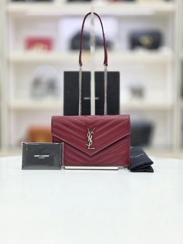 SAINT LAURENT Mini-Envelope mit silberner Kette 393953 143826246