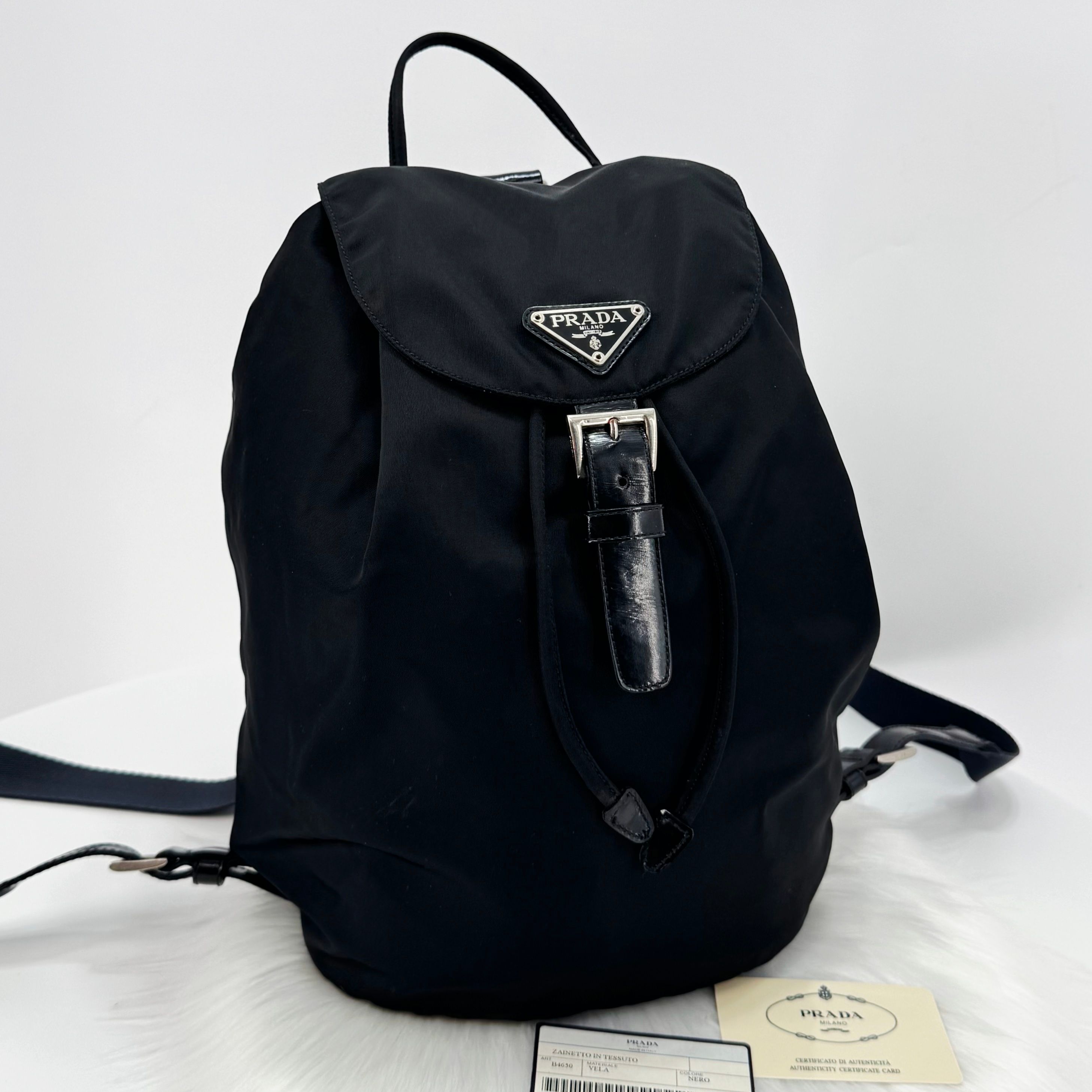 Prada Triangle Logo Nylon Tessuto Backpack Black B4650 143831768