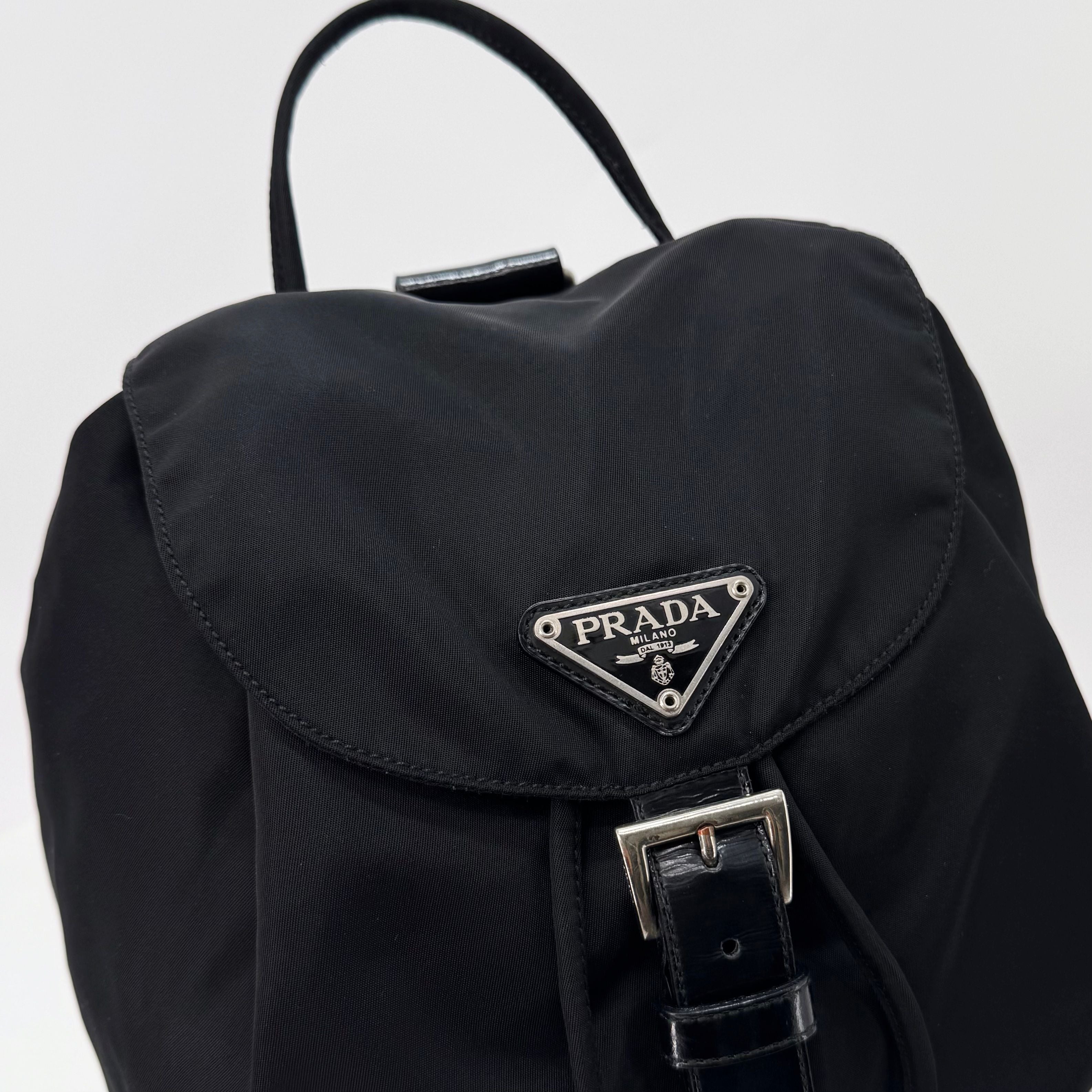 Prada Triangle Logo Nylon Tessuto Backpack Black B4650 143831768