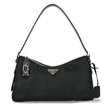 Prada Triangle Logo Emelina Nylon Large Shoulder Bag 143878224