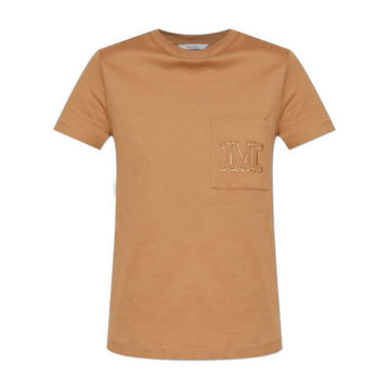 MaxMara 25FW PAPAIA Logo Embroidered Short Sleeve T-Shirt Camel 140035614 [P]