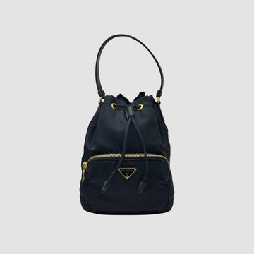 PRADA デュエットリナイロンバケットバッグ ブラック ゴールド 1BH038 143892700
