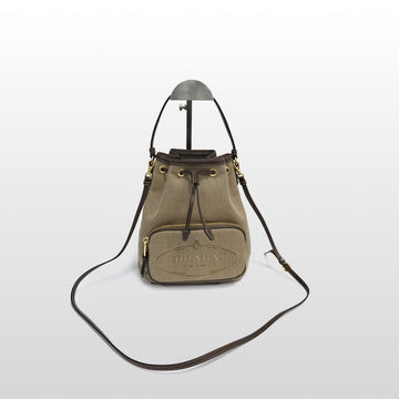 PRADA Logo Jacquard Kleine Bucket Crossbody Bag 1BH038 143913947