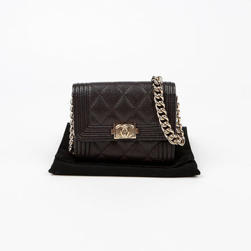 CHANEL キャビアスキンボーイチェーン財布クロスバッグ AP2206 143132906