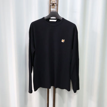 MAISON KITSUNE フォックスヘッドパッチロングスリーブブラックティーシャツ XL/105 144070757