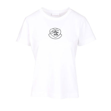MONCLER 女性 ロゴ 刺繍 クルーネック 半袖 Tシャツ ホワイト 8C00009 89AJS 00A 140621242 [P]