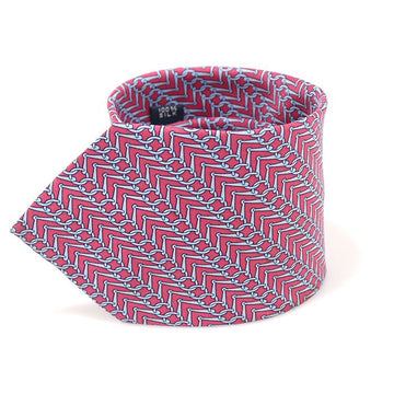 HERMES 6219 TA 100% シルク レッド カラー チェーン プリント ネクタイ CO24676HE 144115915