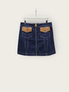 Louis Vuitton Leather Zipper Detail Denim Mini Skirt 144121609 [P]