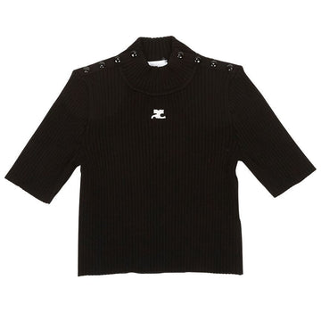 COURREGES 323MPU071FI0001 BLACK Damen Crop T-Shirt Pullover 96307075 [P]