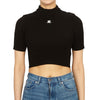 COURREGES 323MPU071FI0001 BLACK Damen Crop T-Shirt Pullover 96307075 [P]
