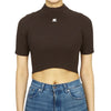 COURREGES 323MPU071FI0001 COFFEE Damen Crop Kurzarm Strickpullover 96307076 [P]