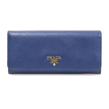 PRADA 1M1132 Blauer Saffiano-Leder Geldbeutel mit goldfarbener Letraschrift 144159345