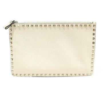 Valentino RW2P0269VSHI16 Ivory Stampal Alce Calfskin Gold Rockstud Pouch Clutch 144159416