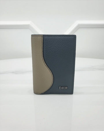 DIOR サドル 2段カードホルダー ブラウン ディープグレー カーフスキン 2ADCH169YKE 144168358