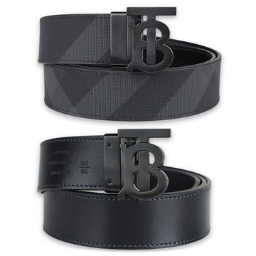 BURBERRY Männer Reversible Check Leder TB Doppelgürtel 8065339 141457347