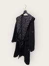 LOUIS VUITTON ブラック ホワイト モノグラム フーデッド ラップ コート 144259581 [P]