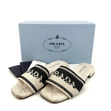 PRADA 刺繍装飾ファブリックスライドミュールスリッパ 1XX612 144264972