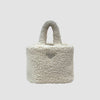 PRADA Woll-Kaschmir Shearling Dreiecklogo Tote Tasche Ivory 1BG428 144294647 [P]