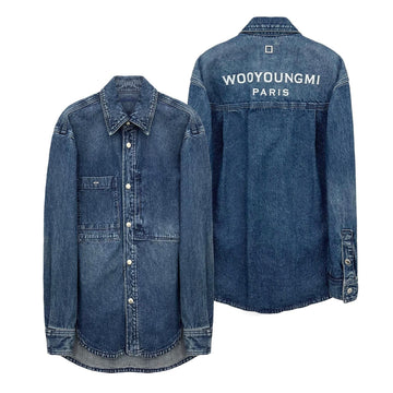 Wooyoungmi Blue Corduroy Denim Back Logo Shirt Jacket 144396258