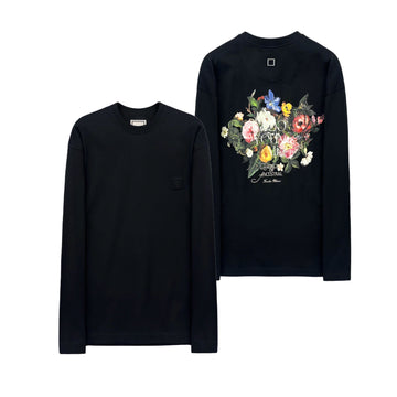 Wooyoungmi Black Flower Back Logo Long Sleeve T-Shirt 144524899